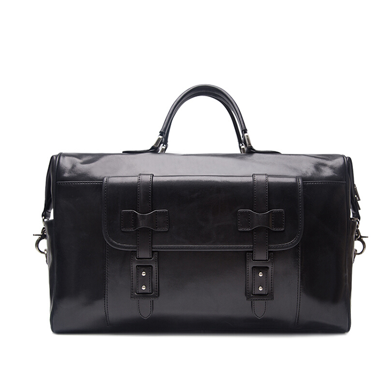 OEM black color vintage oil cowhide leather fashion designer famous brand leather duffel bag