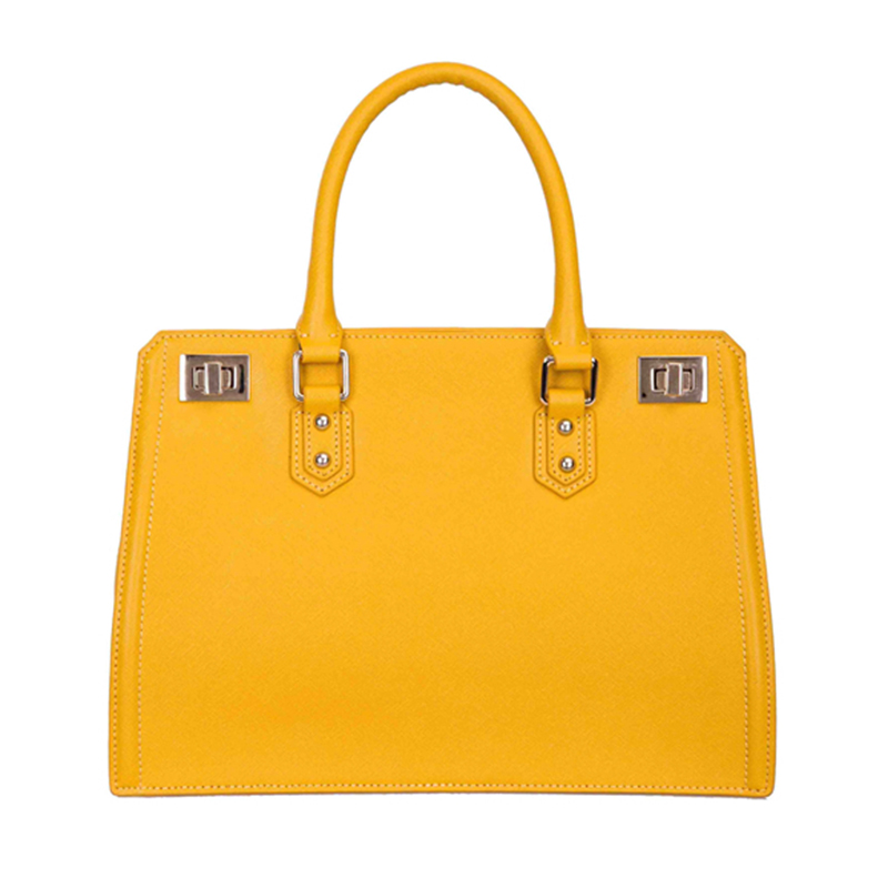 Yellow Classic Simple Top Layer Cowhide Saffiano leather Women’s Tote