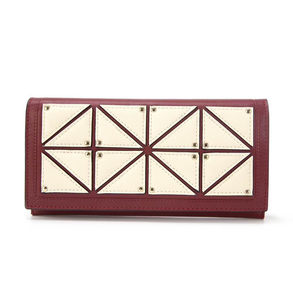 New geometric connected women’s leather long wallet