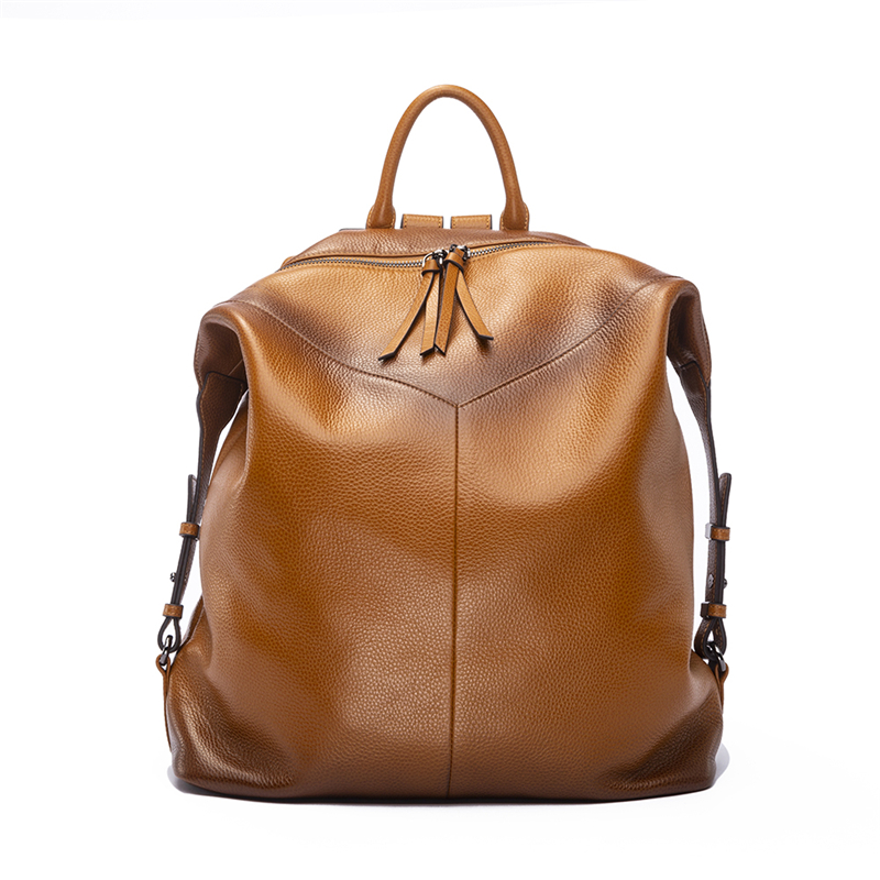 Custom color tone vintage grain cow leather large backpack