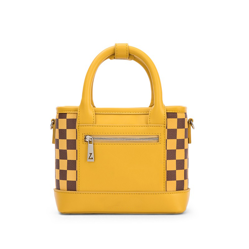 Custom Fashion Yellow Pu Leather Tote Handbag