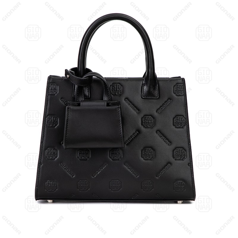 Custom Embossed Logo Lady Handbag Set with outside pockets