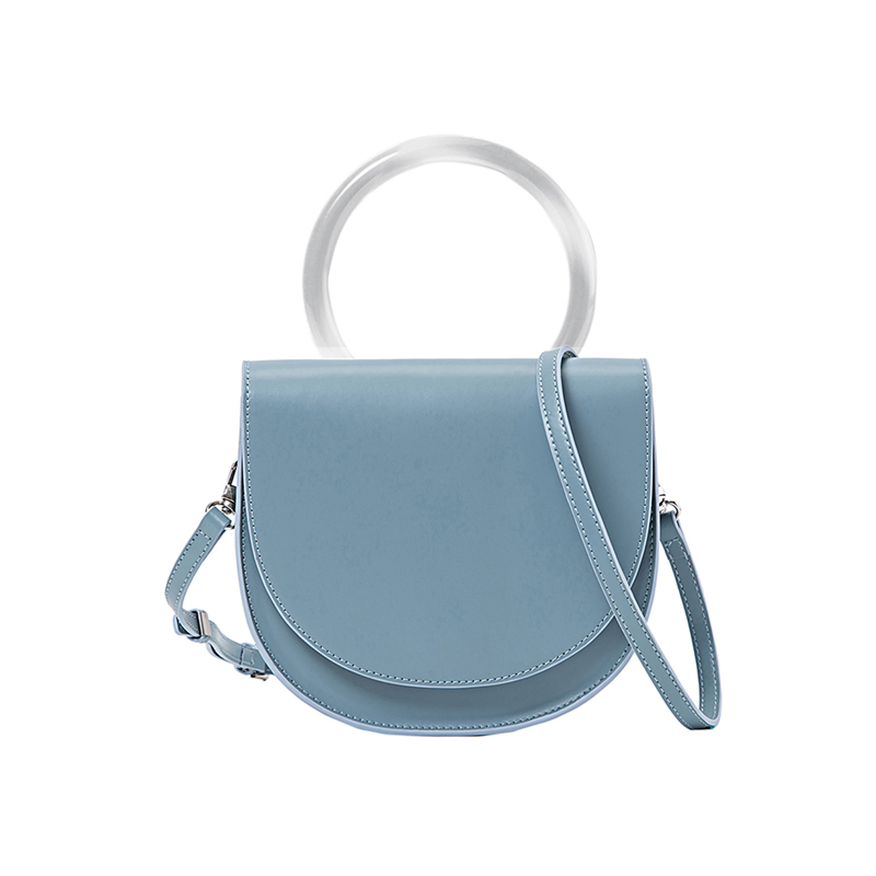 Blue Women’s Real Leather Top Handle Shoulder Handbag for Lady