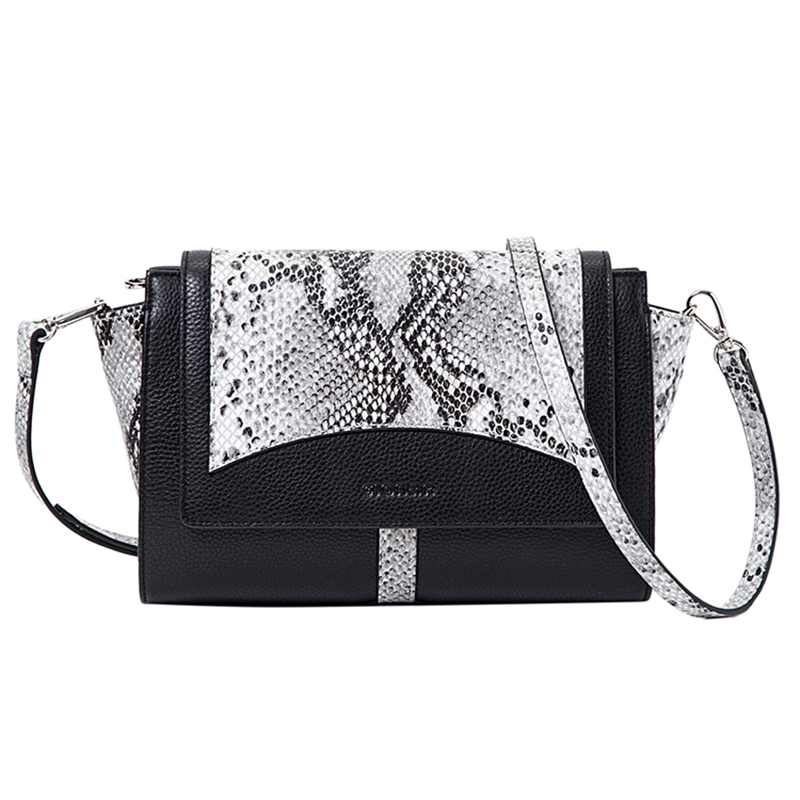 Fashion Designer Lady Cowhide Leather with Snake Embossed Crossbody Bag