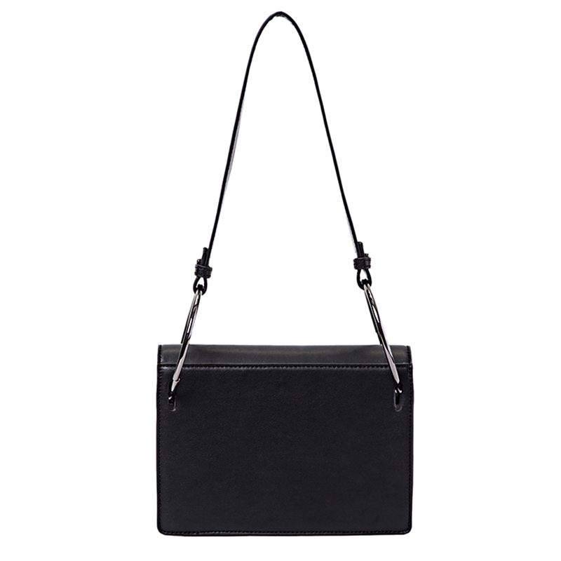 2019 New Black Leather Crossbody Bag with LARGE RING HANDLE