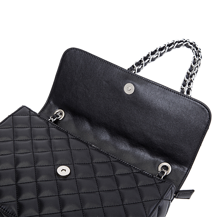 Fashion Lady Genuine Leather Quilting Metal Chain Bag Handbag