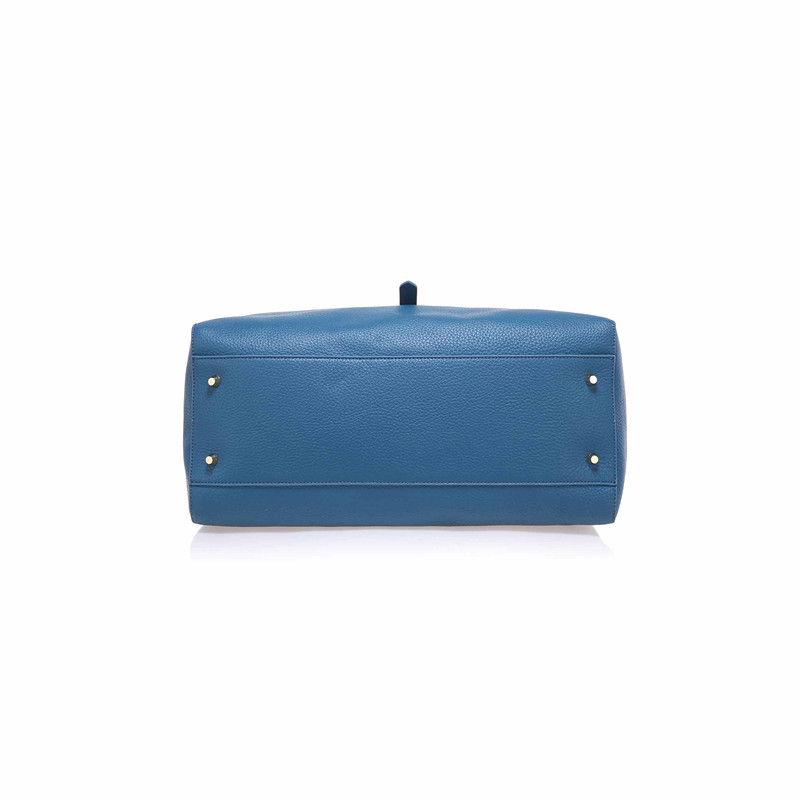 Hot Design Large Women Blue Leather Tote Handbag Satchel