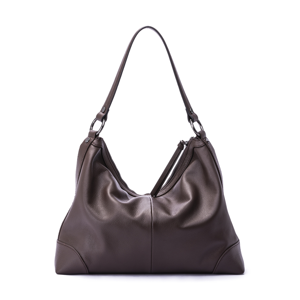 Gionar Large Size Brown Color Vintage Soft Leather Women Shoulder Handbags with Customzied Logo