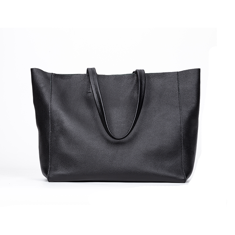 Cheap Price Black Color High Quality grain unlined leather handbag bags set