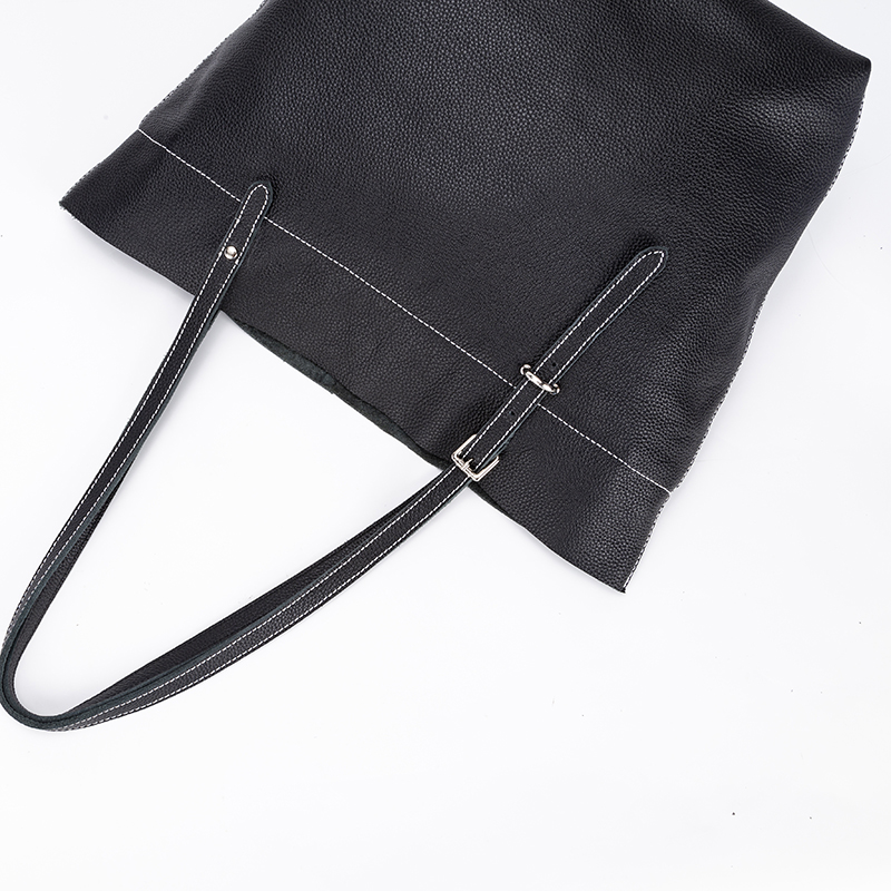 Ladies Black Cow leather cheap price large shoulder bags