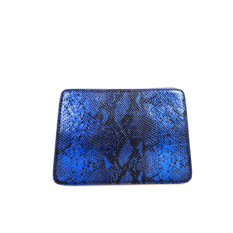 Custom blue snakeskin printing cow leather crossbody bag for ladies
