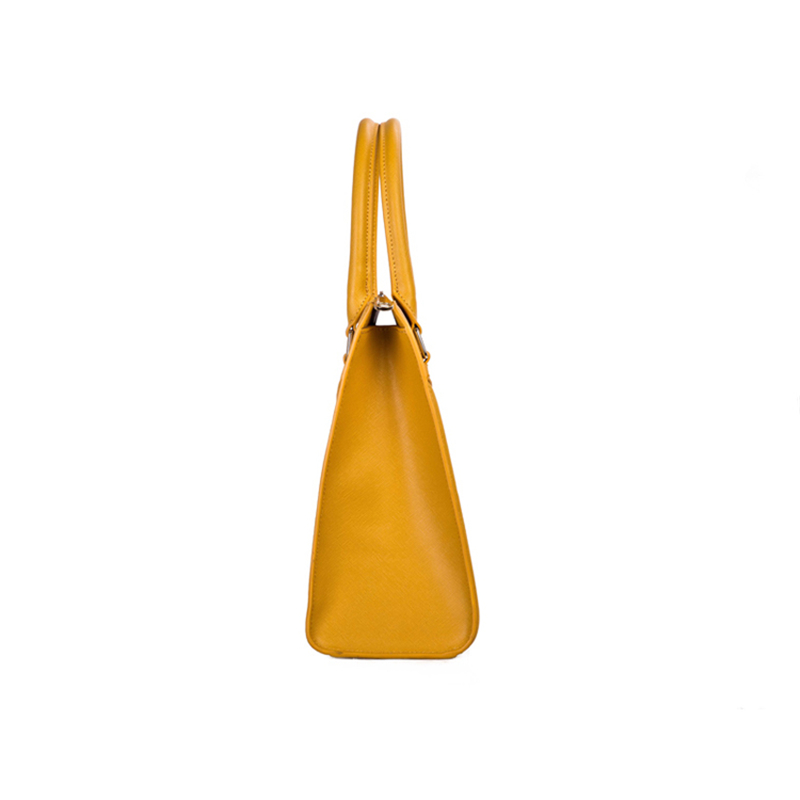 Custom yellow  Saffiano leather Top layer cowhide leather women’s simple tote