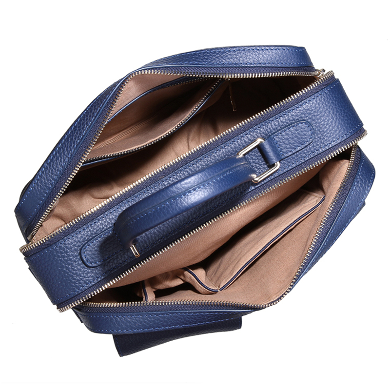 Custom Luxury Top grain Leather Double Zip Pockets Ladies Fashion Tote Bag