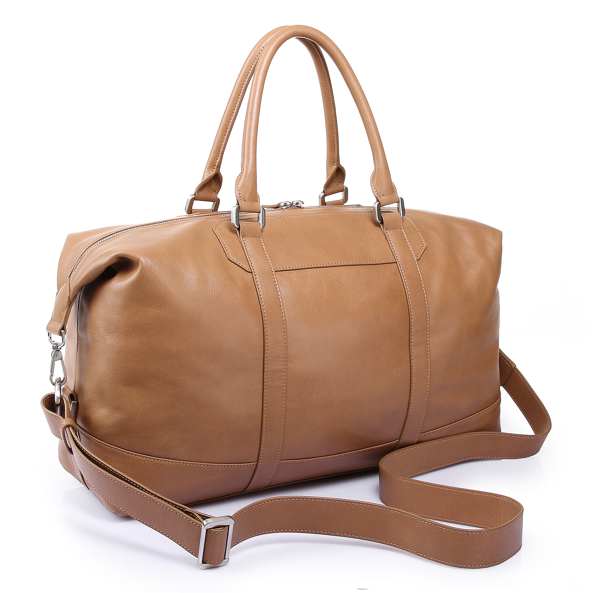 Customized high-end fashion brown large-capacity full grain calf cowhide leather travel bag