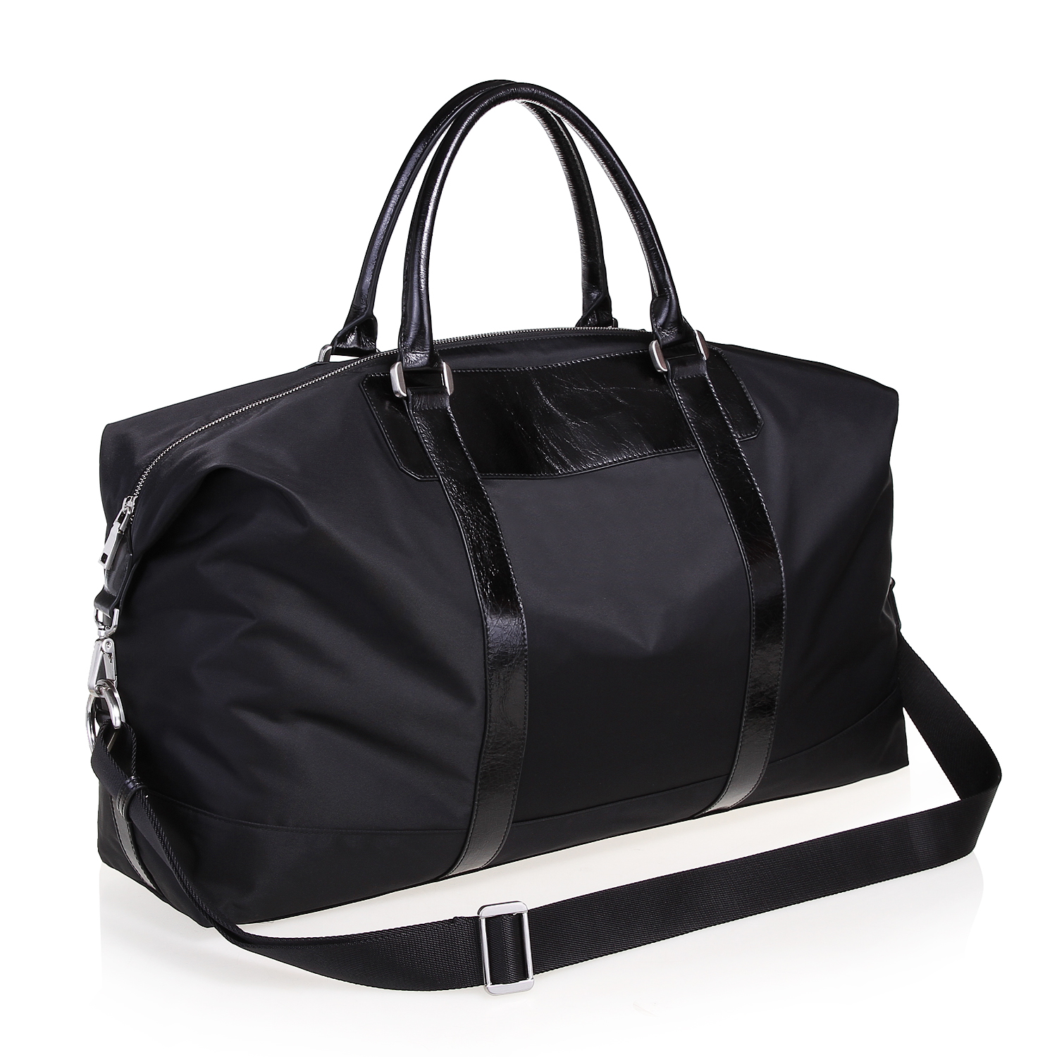 Custom Waterproof Nylon and Genuine leather Men Travel Duffel Bags with custom LOGO
