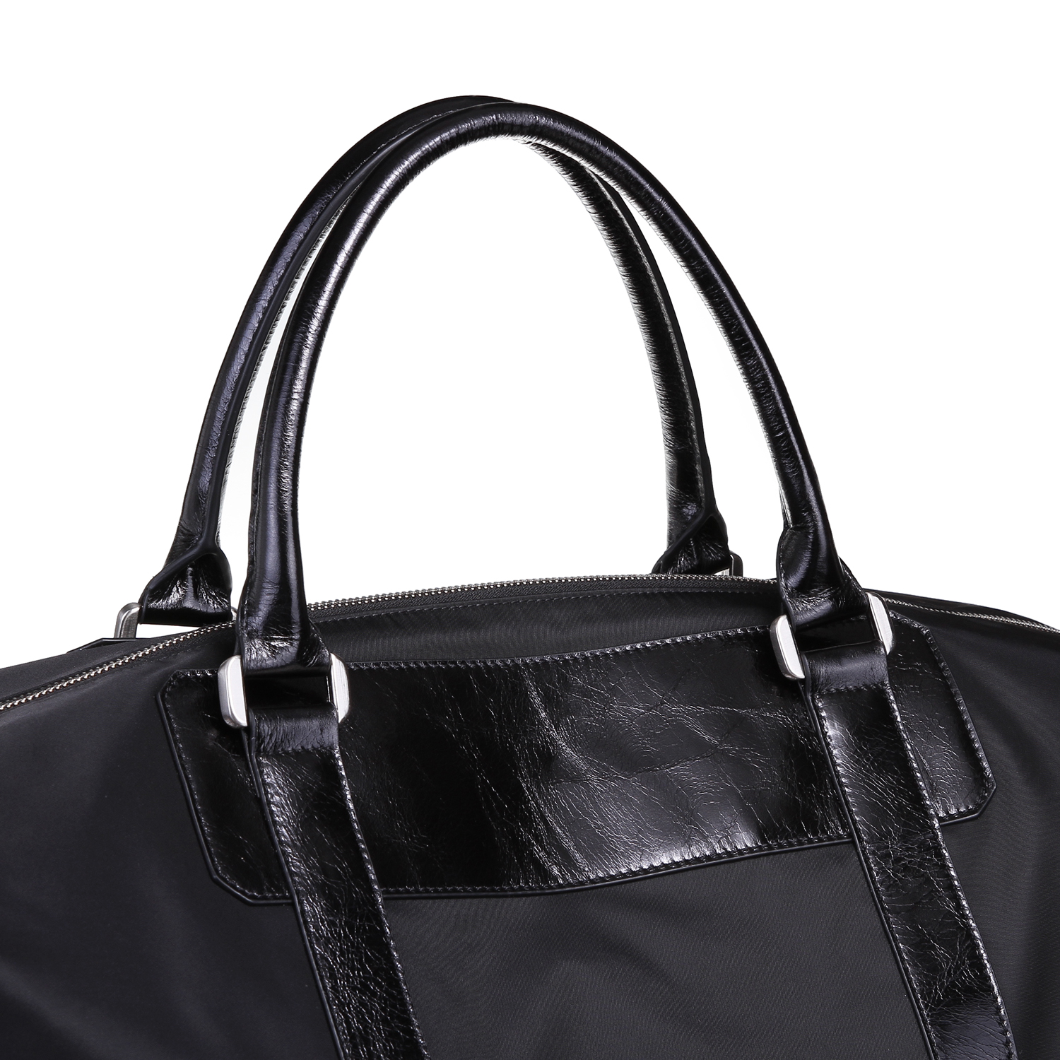 Custom Waterproof Nylon and Genuine leather Men Travel Duffel Bags with custom LOGO