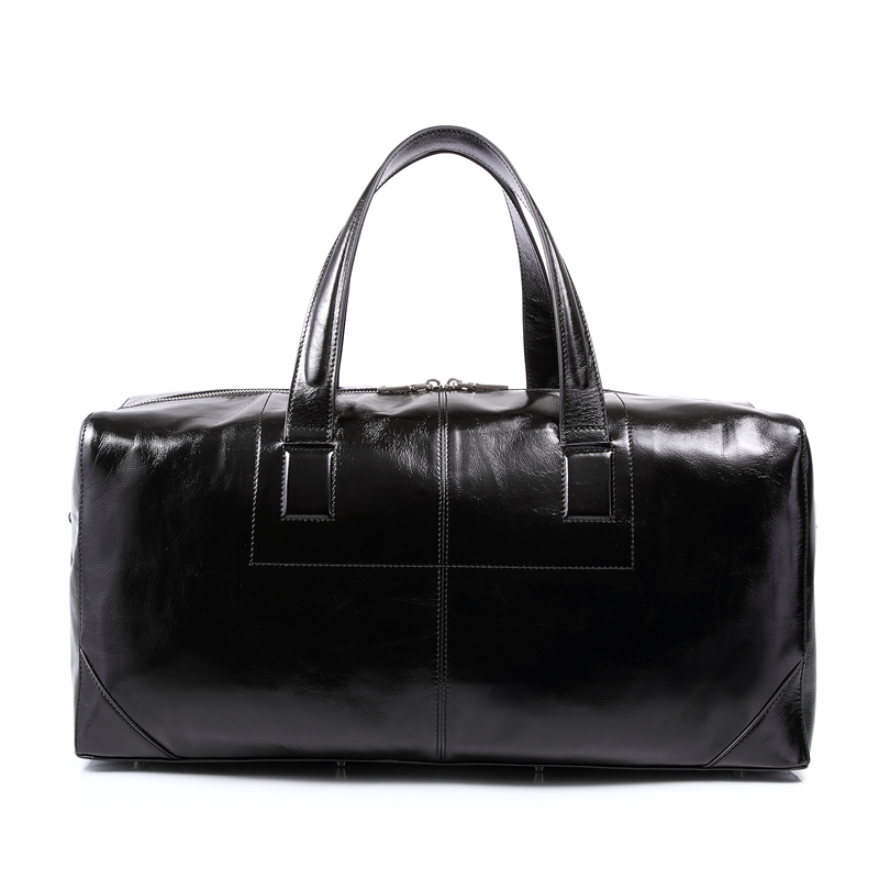 Customized Real Cow Leather Black Color Large Size Men’s Leather Duffle Bag