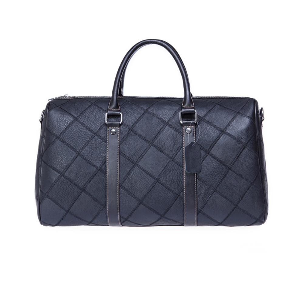 Wholesale real cowhide soft leather quilted travel bags