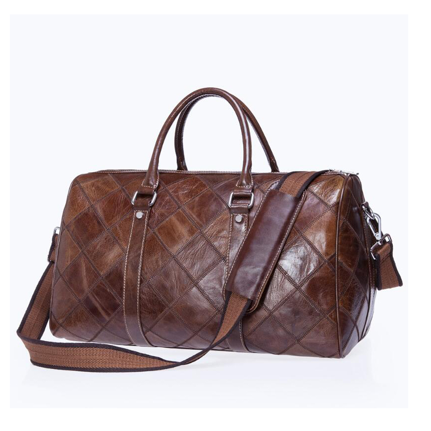 ODM vintage genuine cow leather quilted high quality duffel bag
