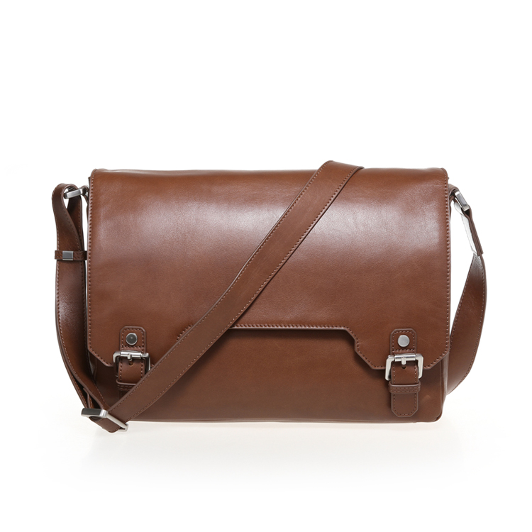 OEM Brown color calf leather men’s  messenger bag