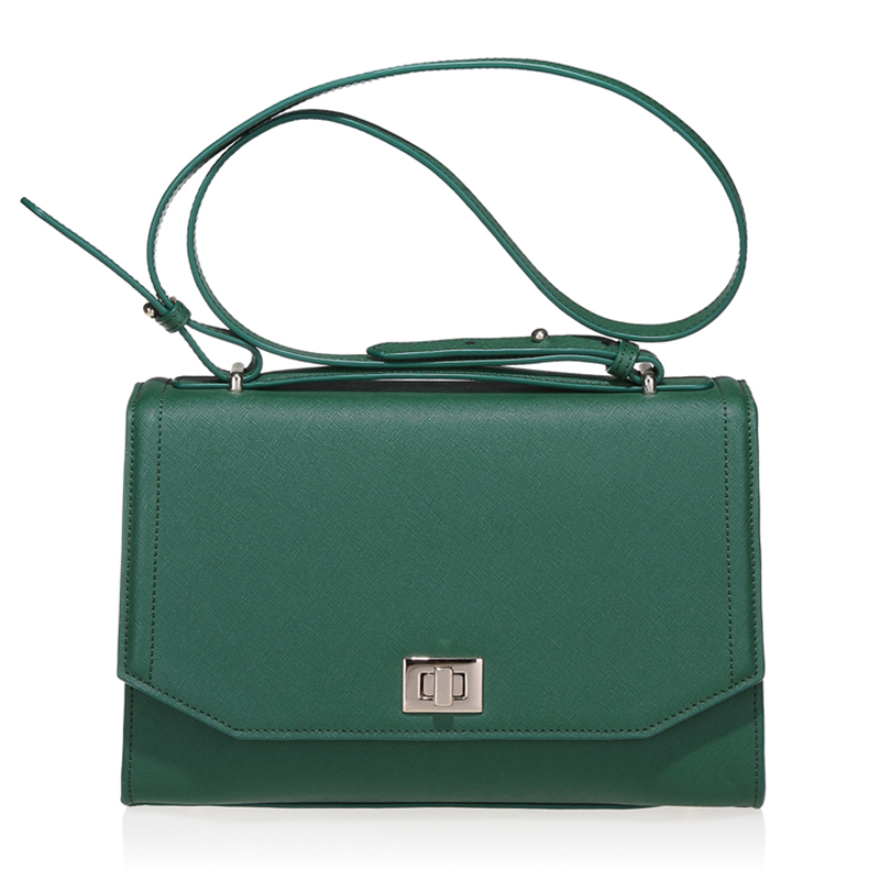 Custom Green Color Women fashion Saffiano Cow Leather women Crossbody handbags