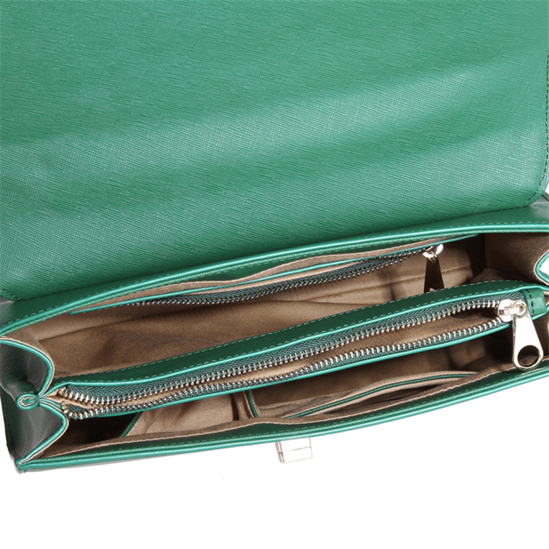 Custom Green Color Women fashion Saffiano Cow Leather women Crossbody handbags