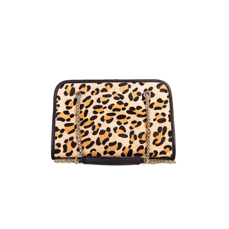 Customized high-quality cowhide leather Leopard printed shoulder bag for women