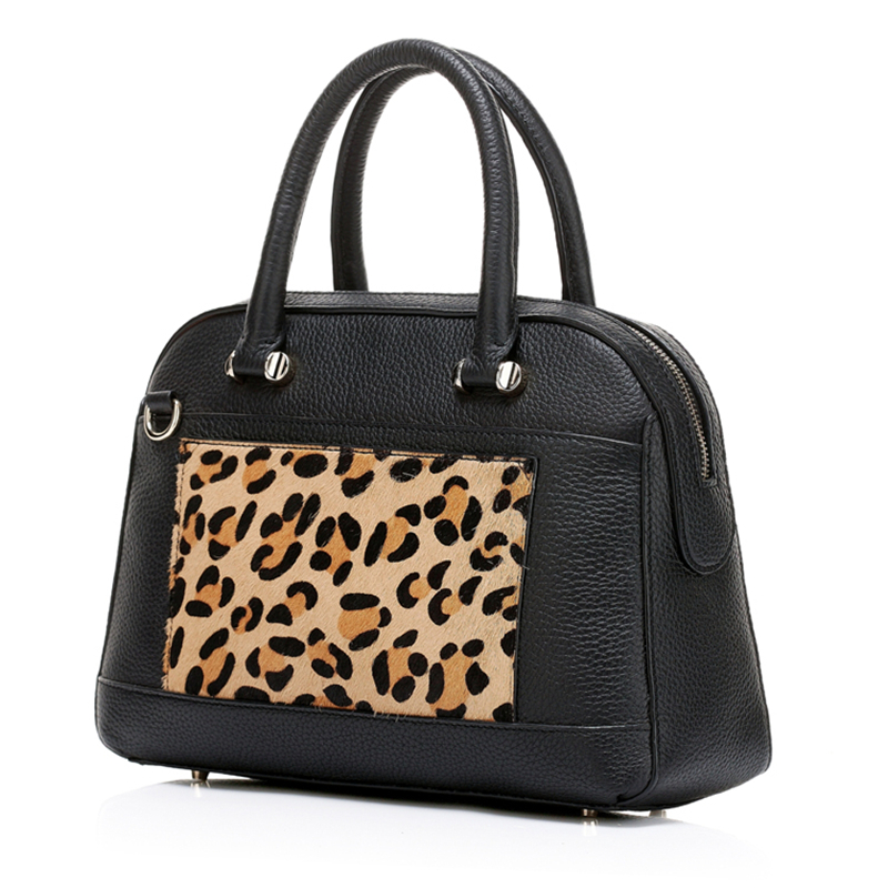 Luxury cowhide leather leopard Printing women’s Full Grain Leather handbag