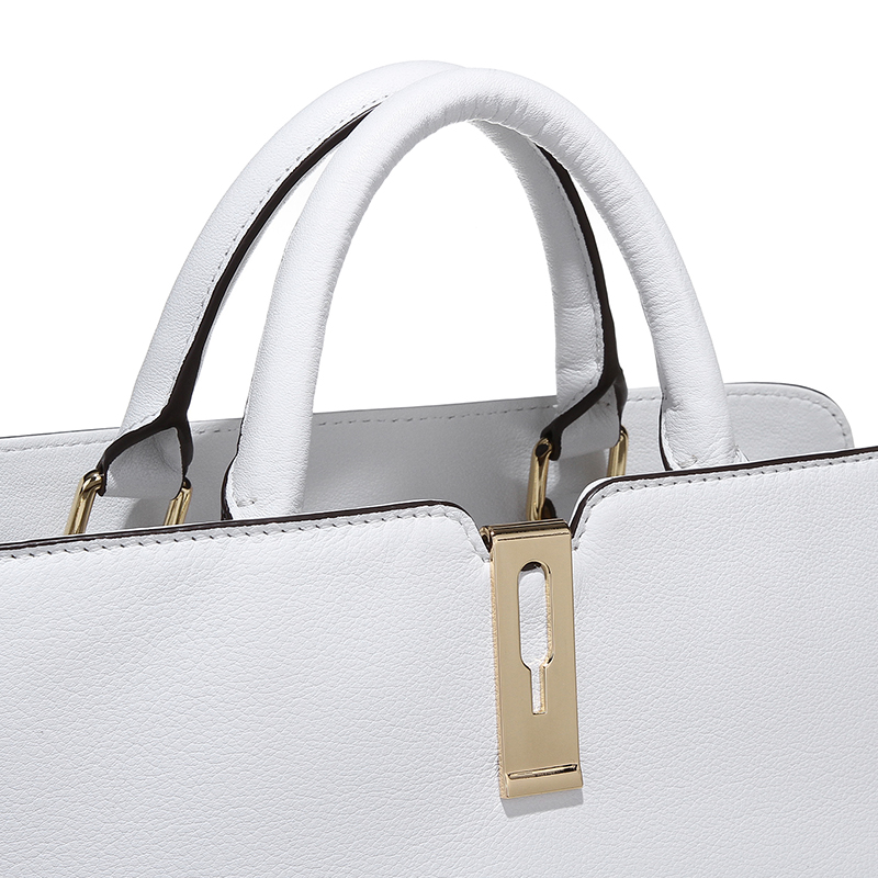 High Quality White Grain leather women office tote handbags