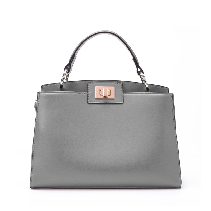High-end fashion gray cowhide ladies top-handle handbag