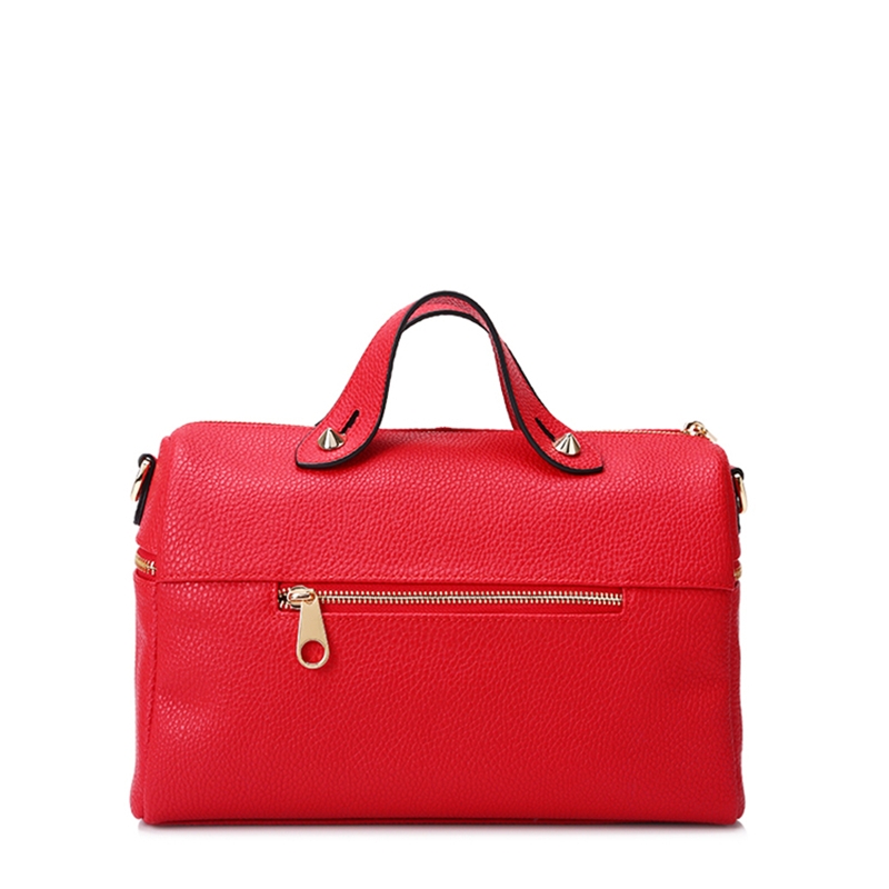 Custom Red color fashion designer brand leather cowhide ladies bag