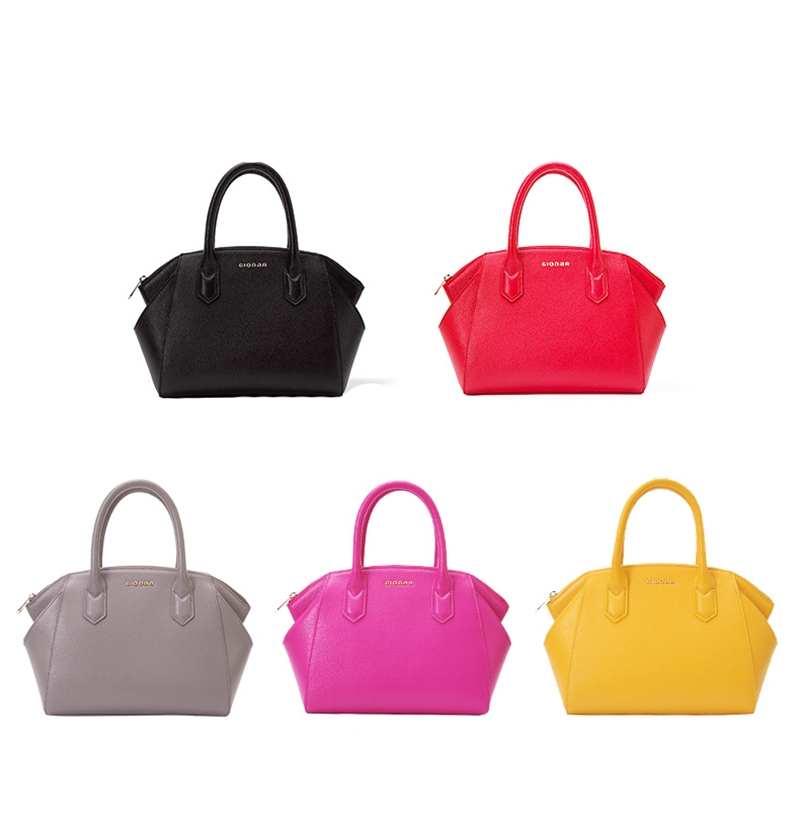 High-end fashion gray full-grain genuine top layer leather handbag