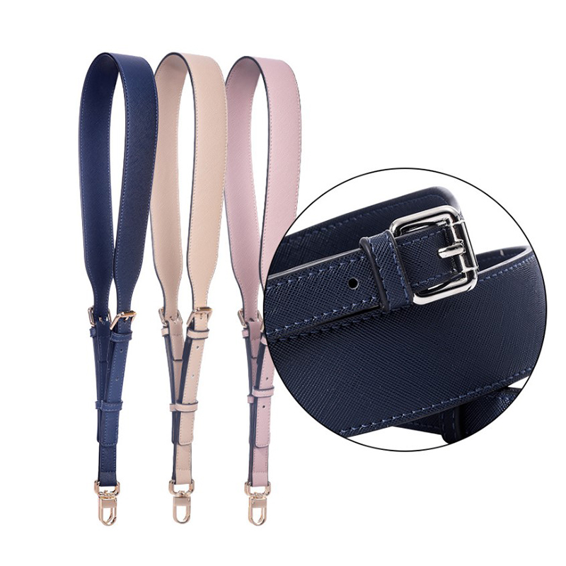 Custom High Quality cow saffiano leather wide adjustable shoulder strap