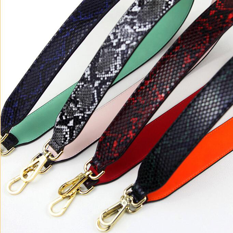 Custom high quality Snake printed pattern Women leather shoulder straps