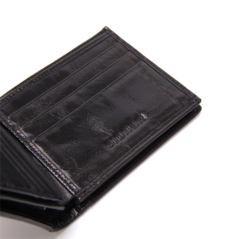 OEM Black color Vintage oil genuine leather wallet for men