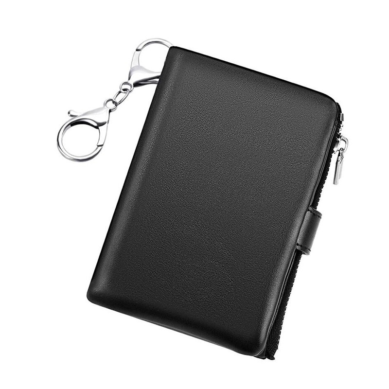 Multifunctional leather card coin key zipper wallet