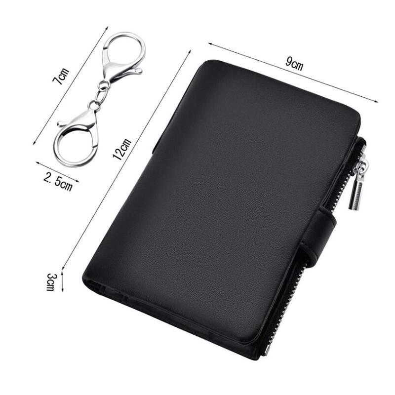 Multifunctional leather card coin key zipper wallet
