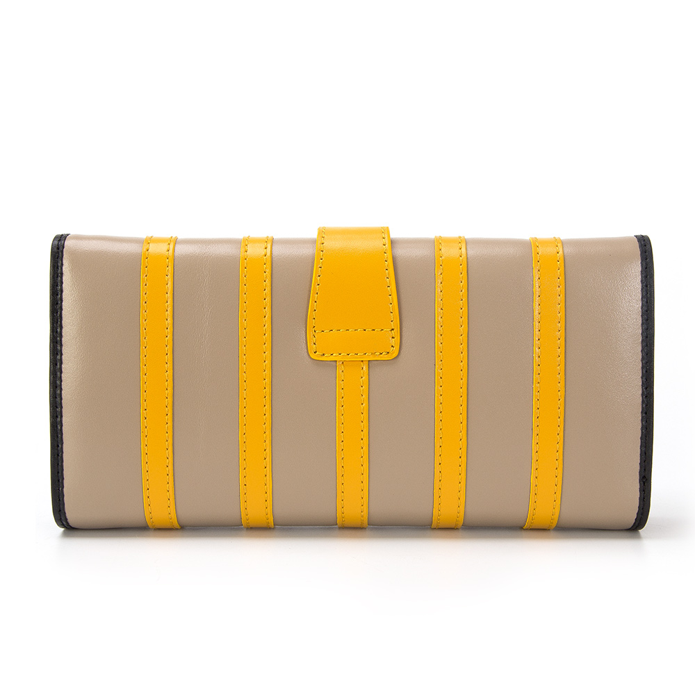 Customized contrast stripes multifunctional ladies leather wallet