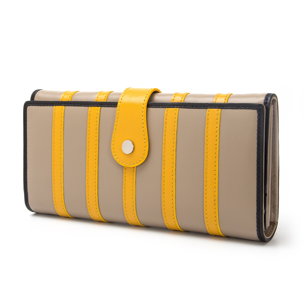 Customized contrast stripes multifunctional ladies leather wallet