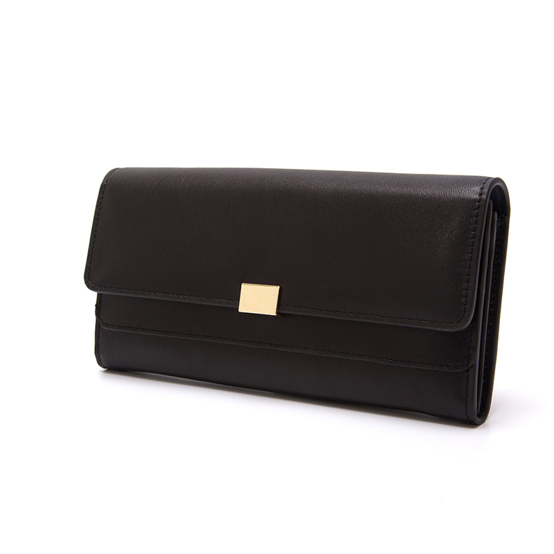 Custom full grain leather women wallet purse with metal lock