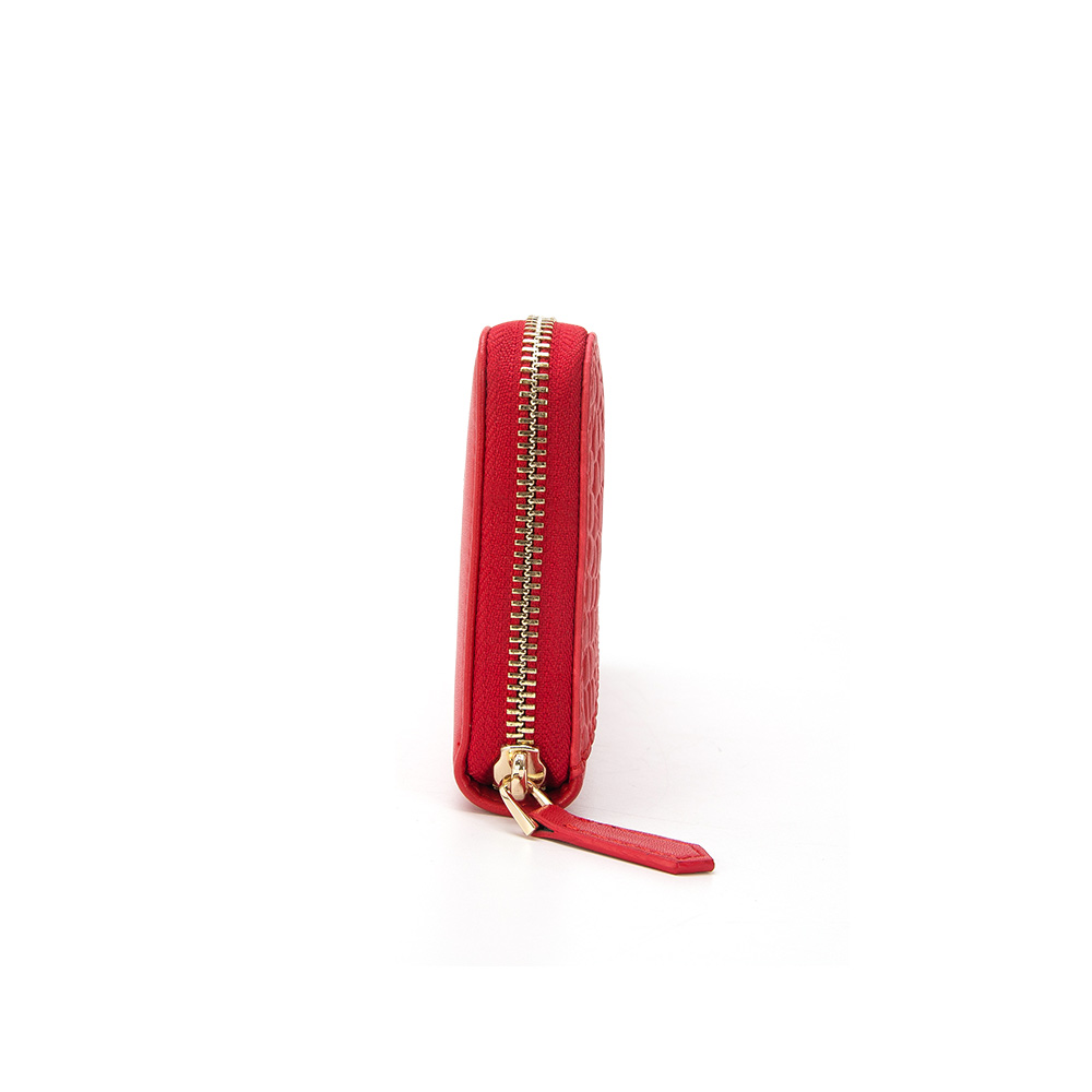 Custom V shape crocodile pattern first layer leather zipper wallet for women