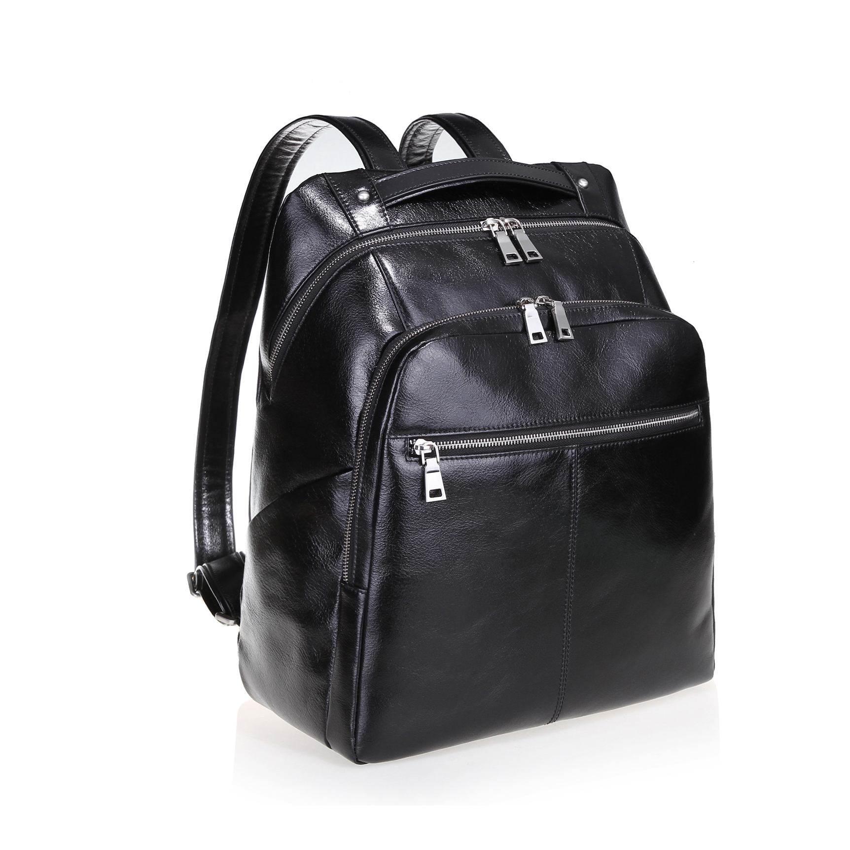 Custom large capacity High Quality Top layer cow leather vintage black backpack for men