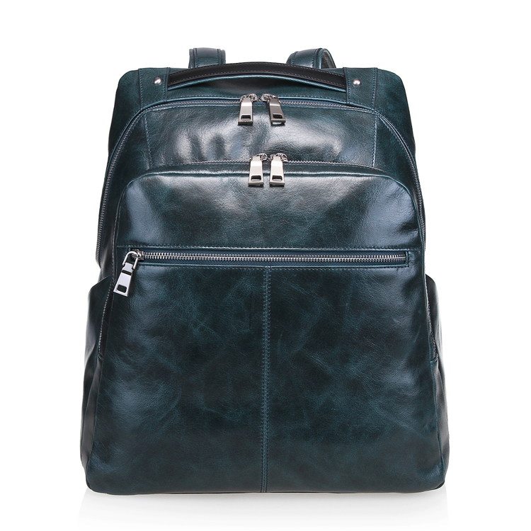 Custom Men’s Dark Green Large Size genuine leather backpacks