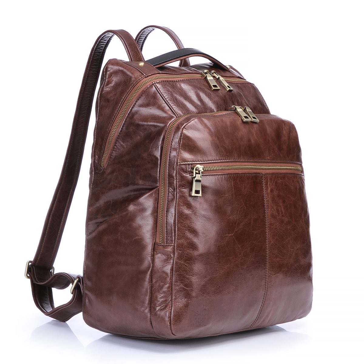 High quality vintage oil genuine cow leather backpack for men