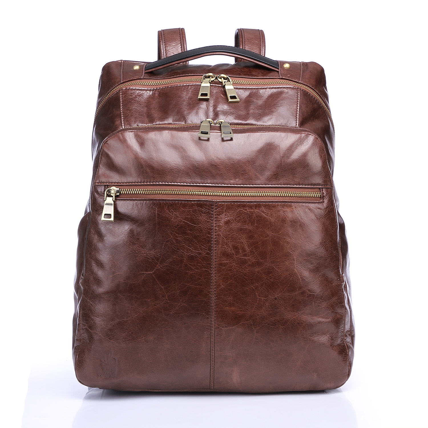 High quality vintage oil genuine cow leather backpack for men