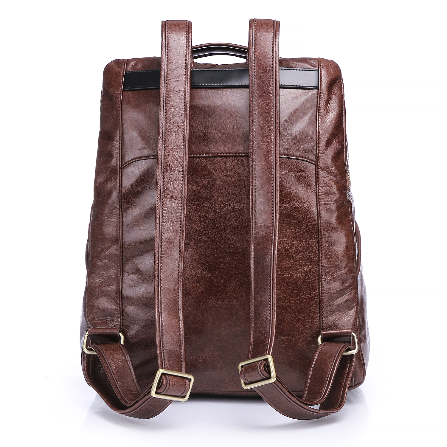 High quality vintage oil genuine cow leather backpack for men