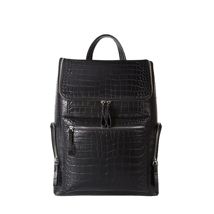 High end quality Crocodile embossed genuine cow leather men’s laptop backpack