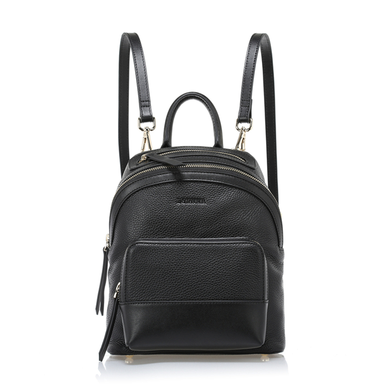 Small size fashion black full grain cow leather backpack