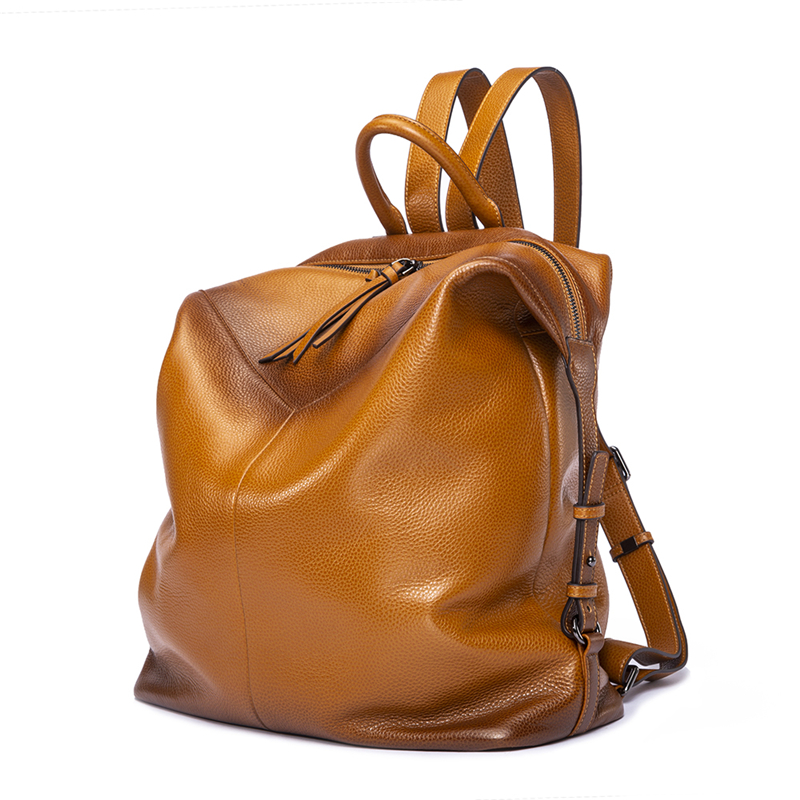 Custom color tone vintage grain cow leather large backpack