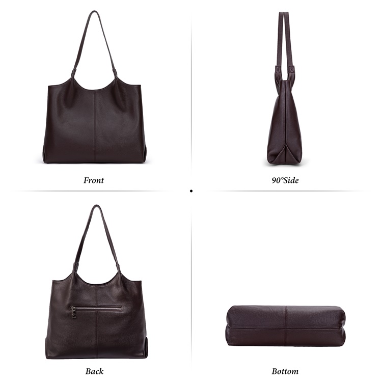 RFID Soft Leather Handbags for Women Designer Zipper Tote Purse Premium Genuine Cow Leather Shoulder Bag